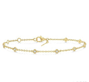 1/6 Ctw Cushion Shape Mount Round Cut Diamond Station Bracelet in 10K Yellow Gold